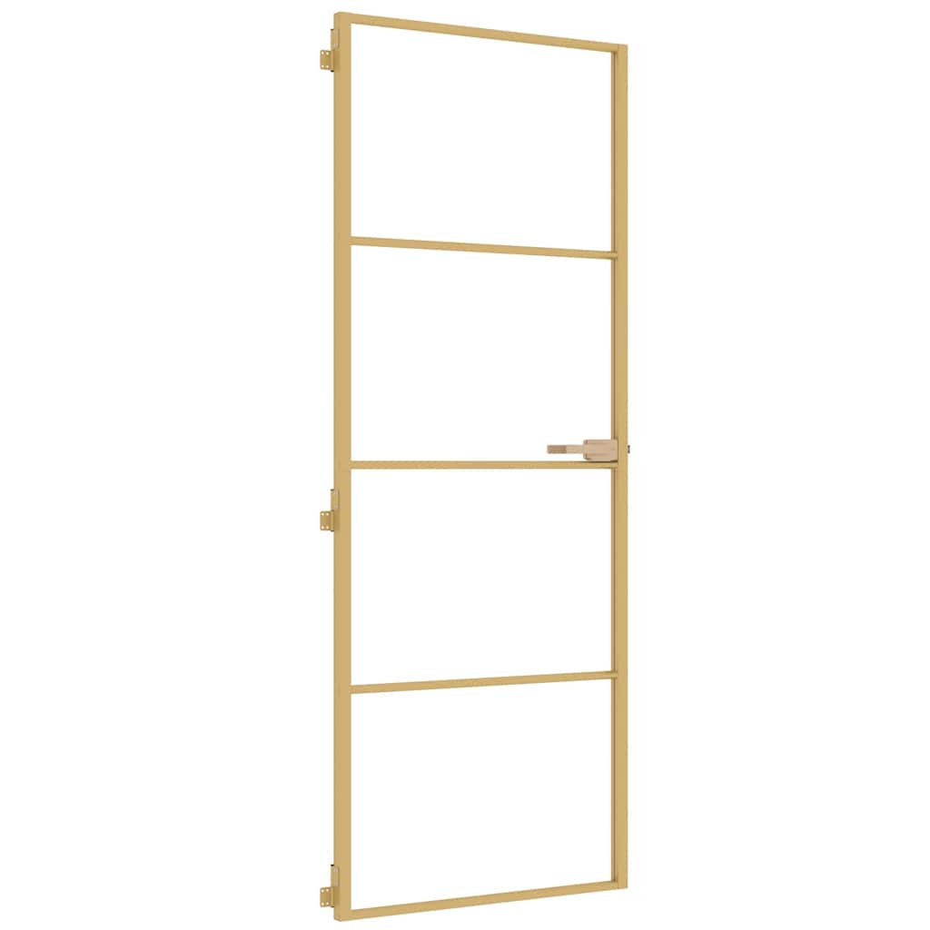 Vidaxx porte intérieure étroite 76x201,5 cm verre trempé et aluminium couleur or