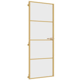 Vidaxl puerta interior estrecha 76x201.5 cm de vidrio endurecido y color de oro de aluminio