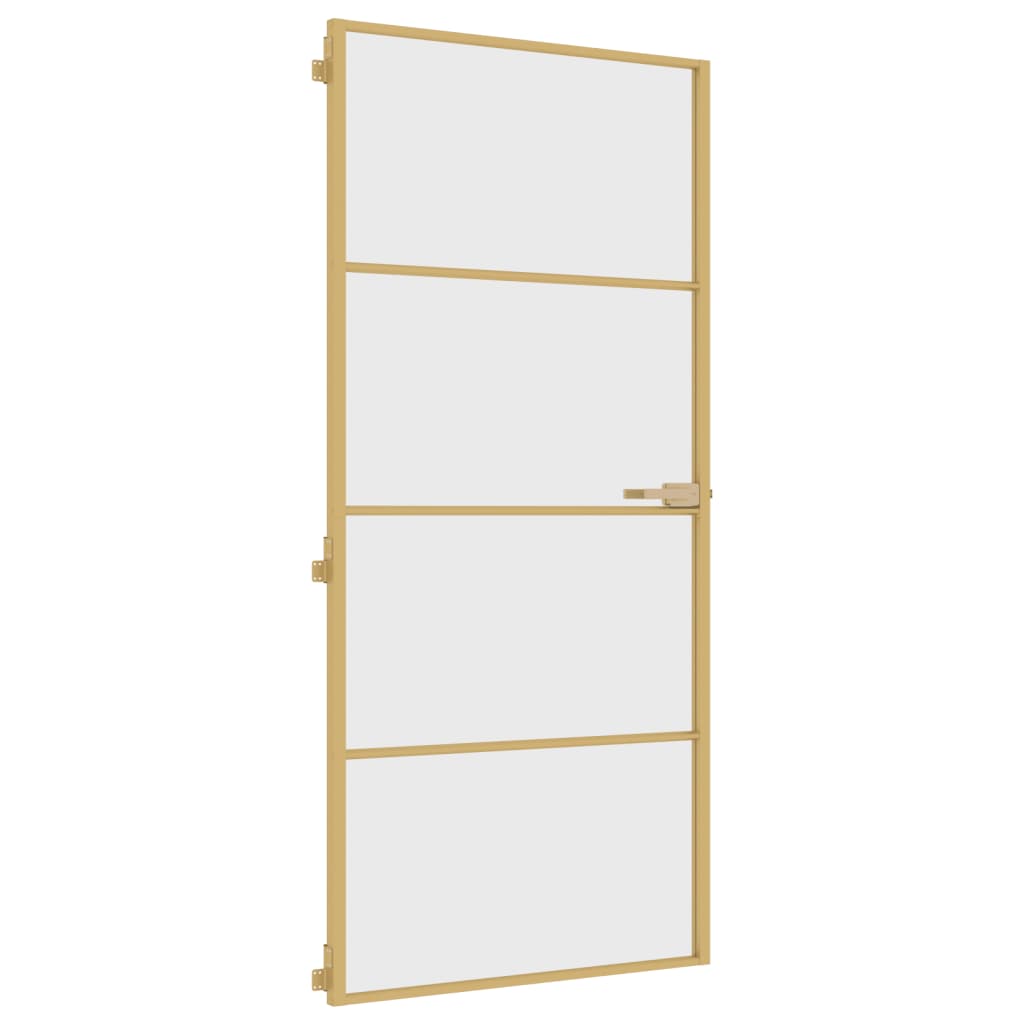 Vidaxx porte intérieure étroite 93x201,5 cm verre trempé et aluminium couleur or