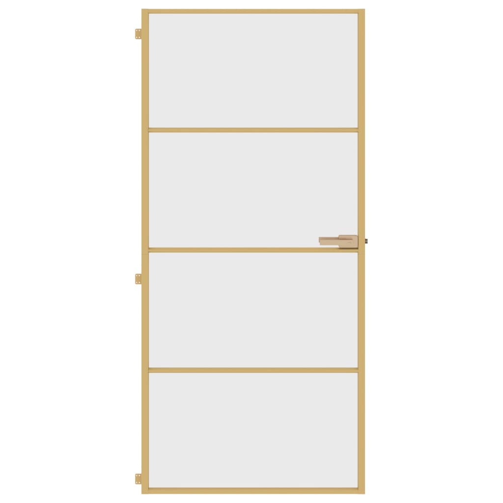 Wewnętrzne drzwi vidaxl wąskie 93x201,5 cm utwardzone szkło i aluminiowy kolor złota