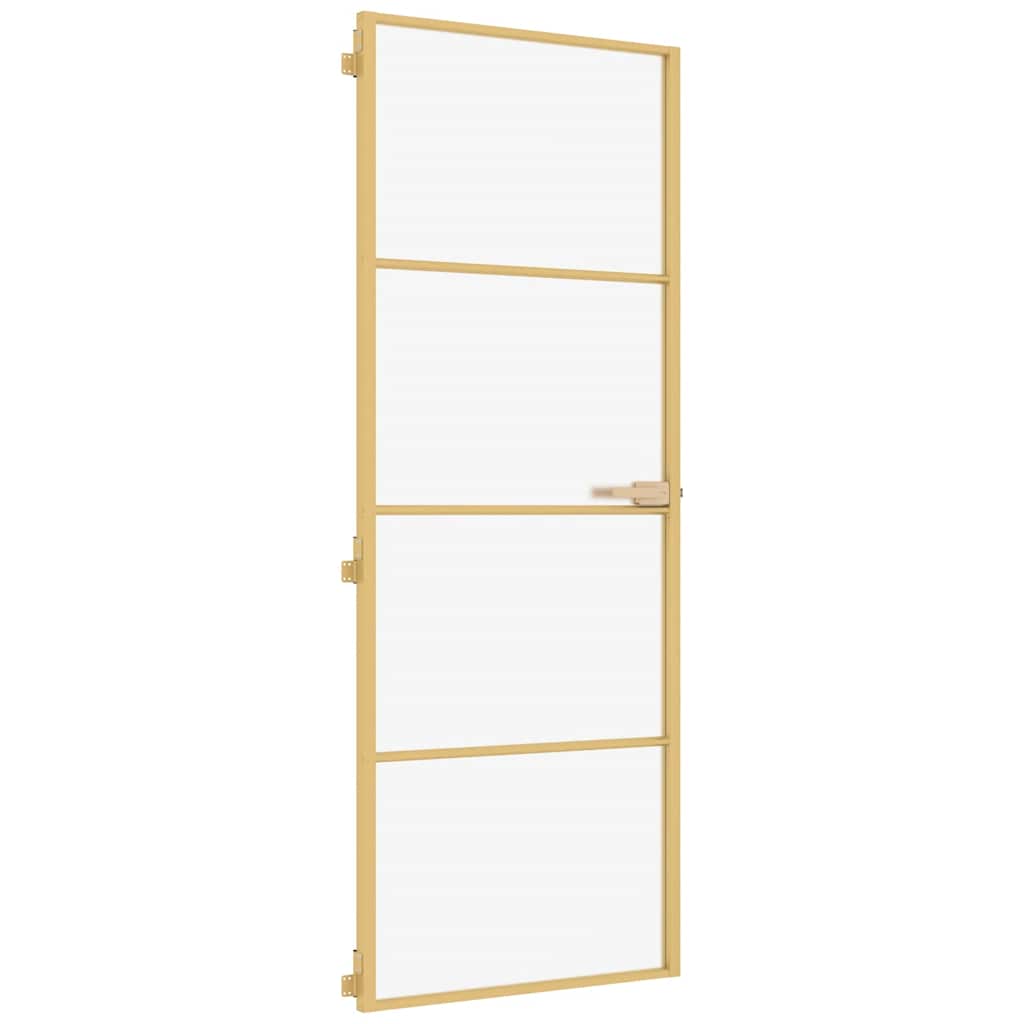 Vidaxx porte intérieure étroite 76x201,5 cm verre trempé et aluminium couleur or