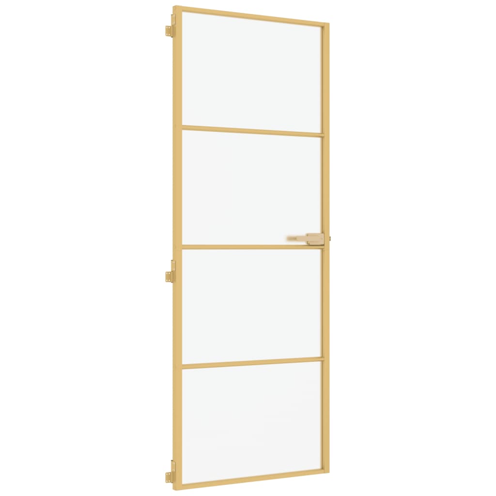 Vidaxl Innenür schmal 76x201,5 cm gehärtetes Glas und Aluminiumgoldfarbe