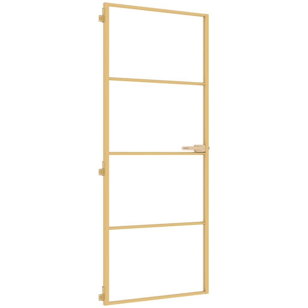 Vidaxx porte intérieure étroite 83x201,5 cm verre trempé et aluminium couleur or