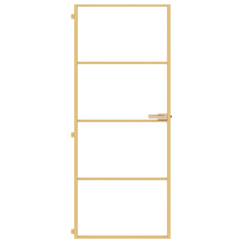 Vidaxx porte intérieure étroite 83x201,5 cm verre trempé et aluminium couleur or