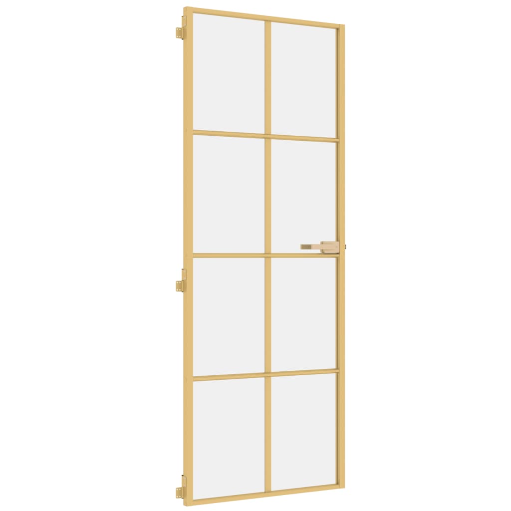 Vidaxl Porta interna stretta 76x201,5 cm in vetro temprato e colore in oro in alluminio