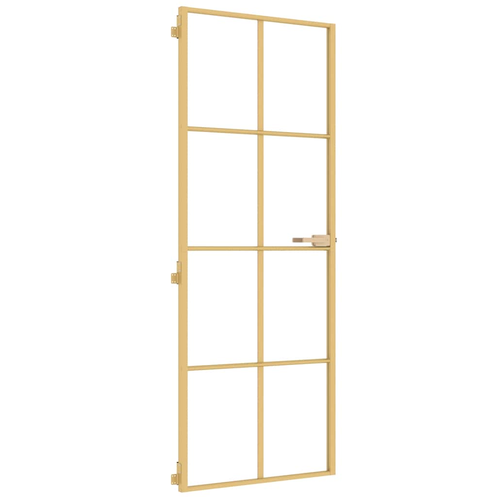 Vidaxx porte intérieure étroite 76x201,5 cm verre trempé et aluminium couleur or