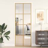 Vidaxx porte intérieure étroite 76x201,5 cm verre trempé et aluminium couleur or