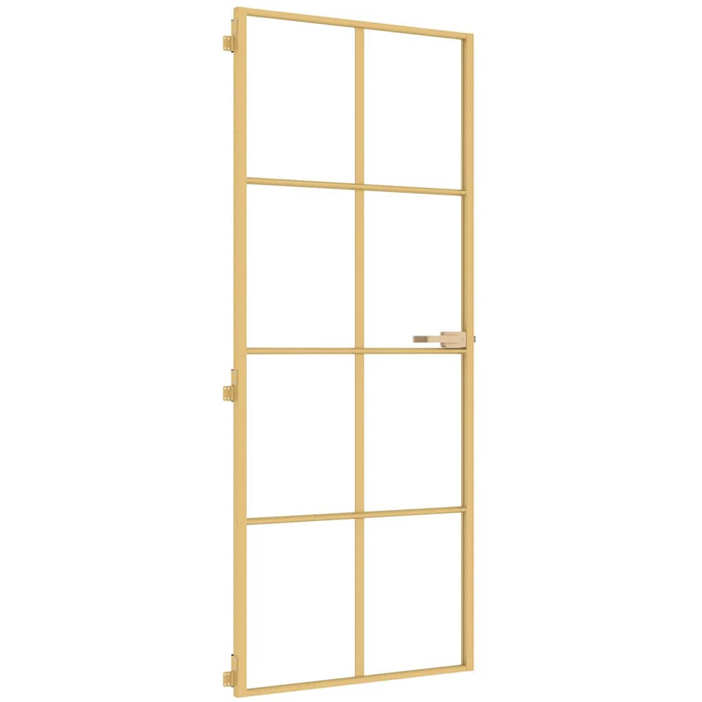 Vidaxx porte intérieure étroite 83x201,5 cm verre trempé et aluminium couleur or
