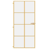 Vidaxl puerta interior estrecha 93x201.5 cm de vidrio endurecido y color de oro de aluminio