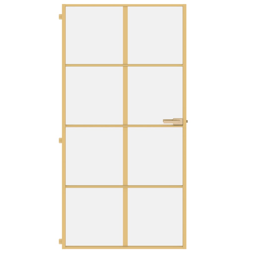 Wewnętrzne drzwi vidaxl wąskie 102,5x201,5 cm hartowane szkło i aluminiowe złoto