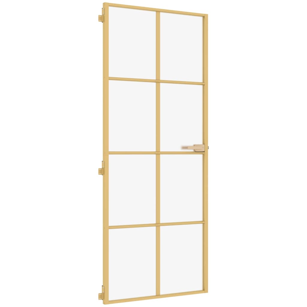 Vidaxl Porte intérieure étroite 83x201,5 cm Verre durci et couleur or en aluminium