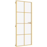 Vidaxl puerta interior estrecha 83x201.5 cm de vidrio endurecido y color de oro de aluminio