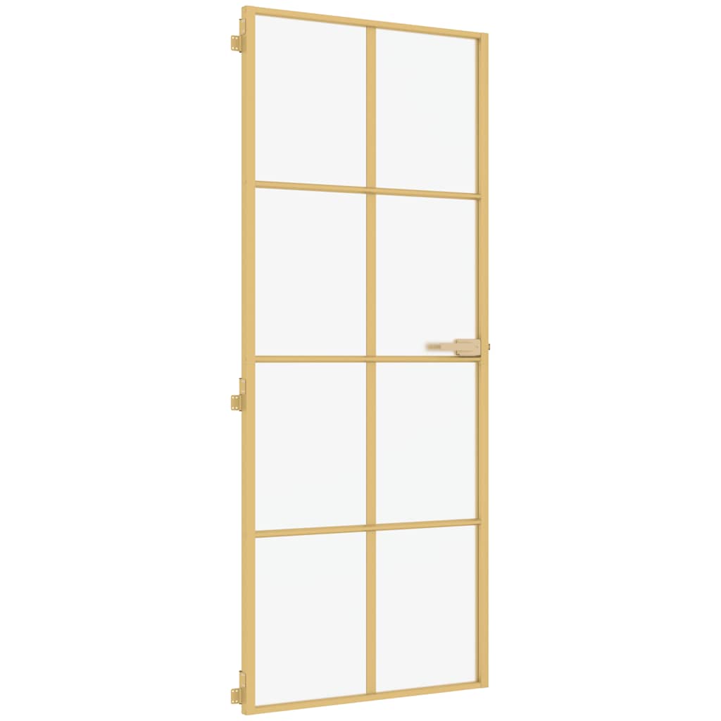 Vidaxx porte intérieure étroite 83x201,5 cm verre trempé et aluminium couleur or
