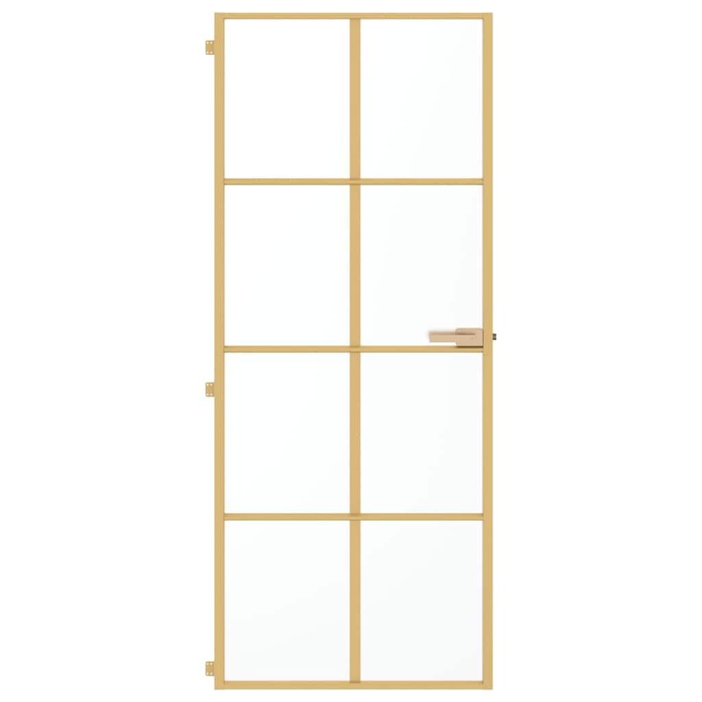 Vidaxx porte intérieure étroite 83x201,5 cm verre trempé et aluminium couleur or