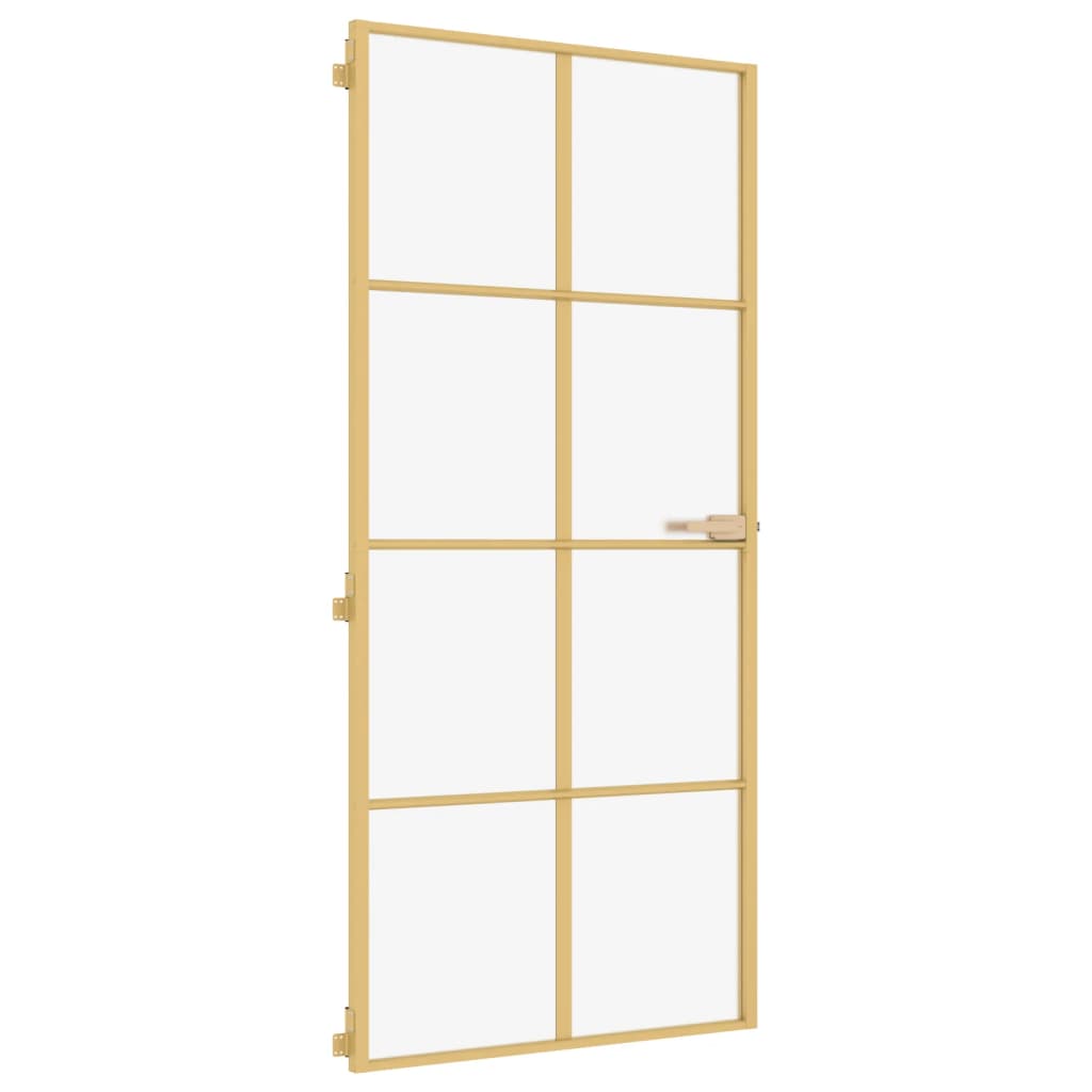 Vidaxl Porte intérieure étroite 93x201,5 cm Verre durci et couleur or en aluminium