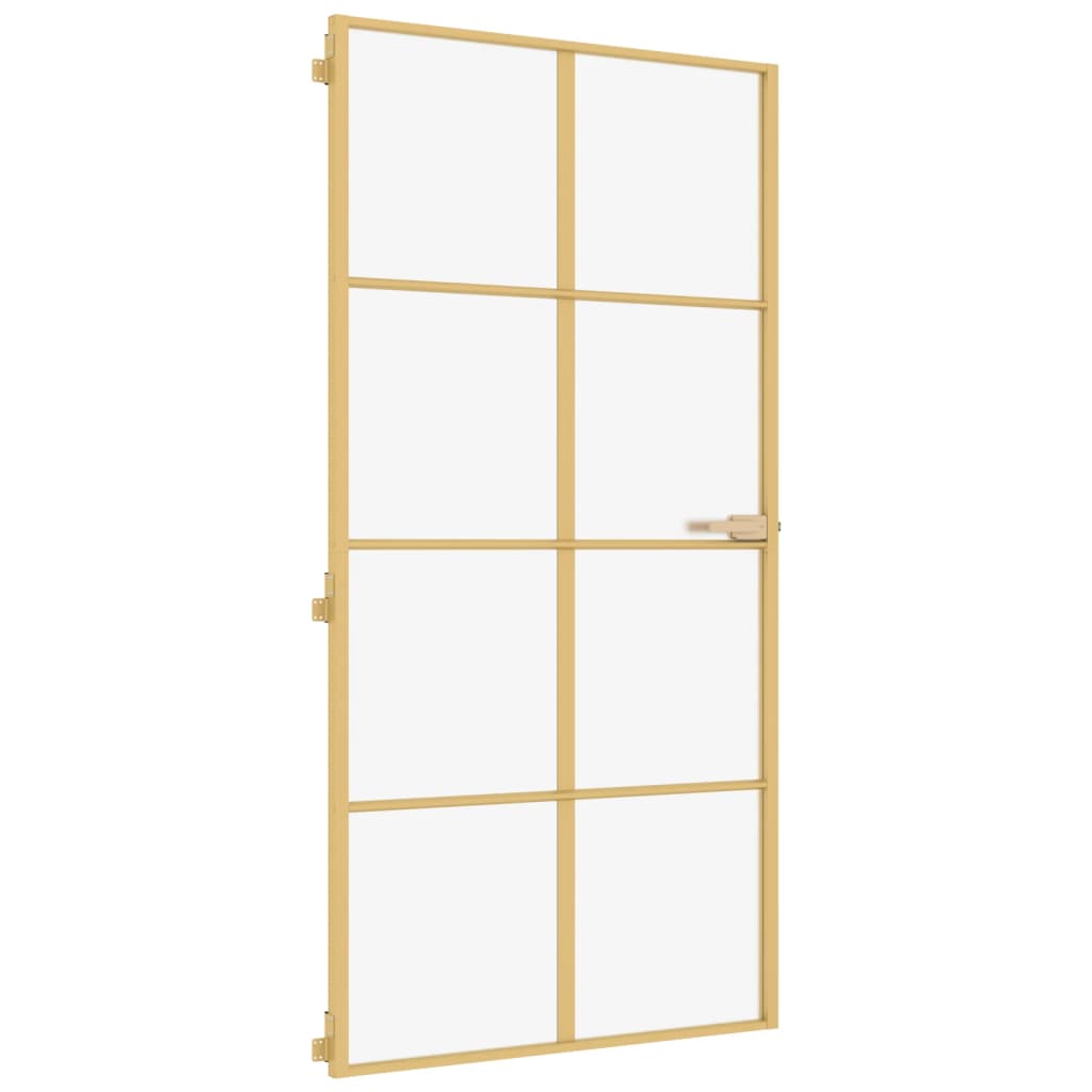 Vidaxl Porte intérieure étroite 102.5x201,5 cm en verre durci et or en aluminium