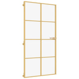 Vidaxl Porte intérieure étroite 102.5x201,5 cm en verre durci et or en aluminium