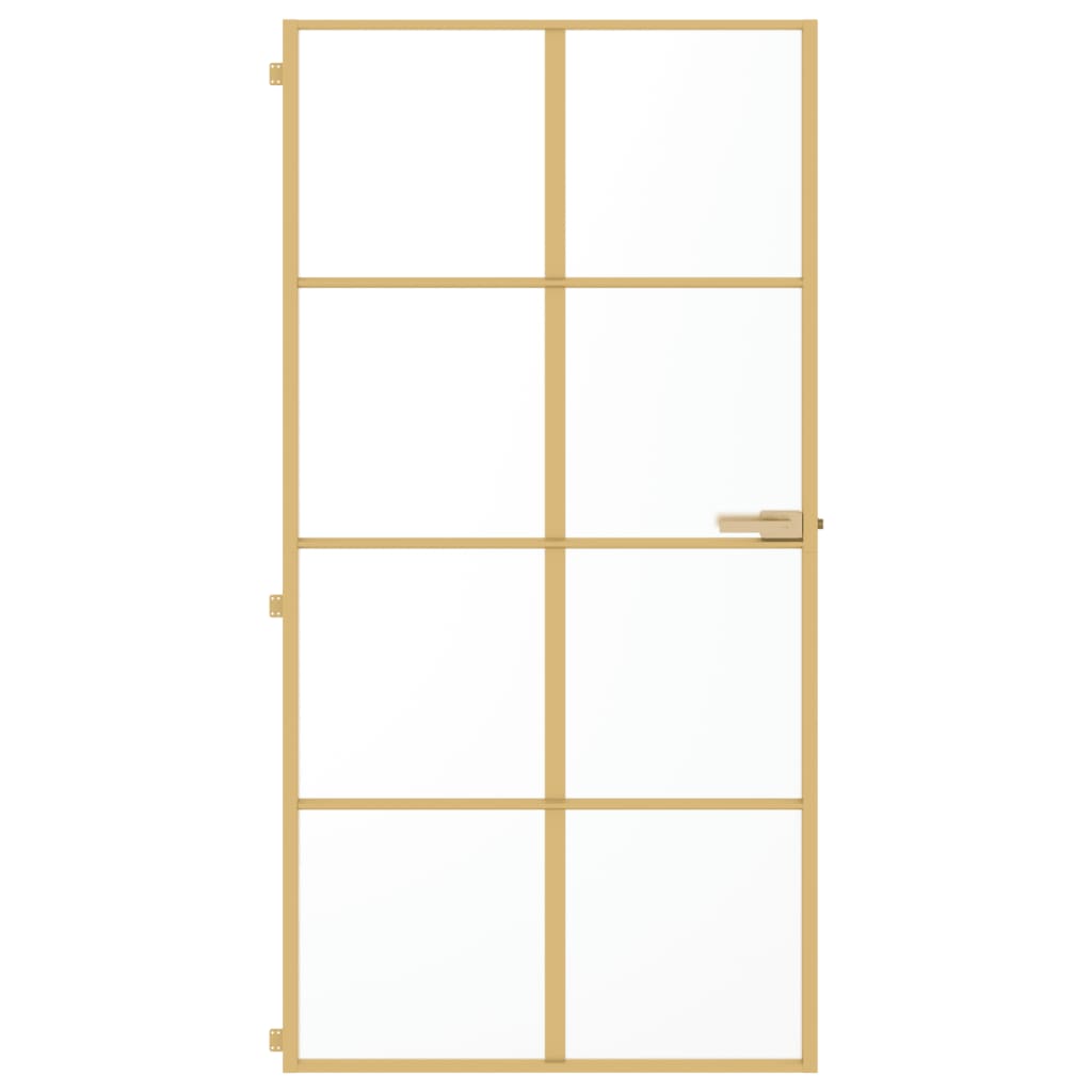 Vidaxl Porte intérieure étroite 102.5x201,5 cm en verre durci et or en aluminium