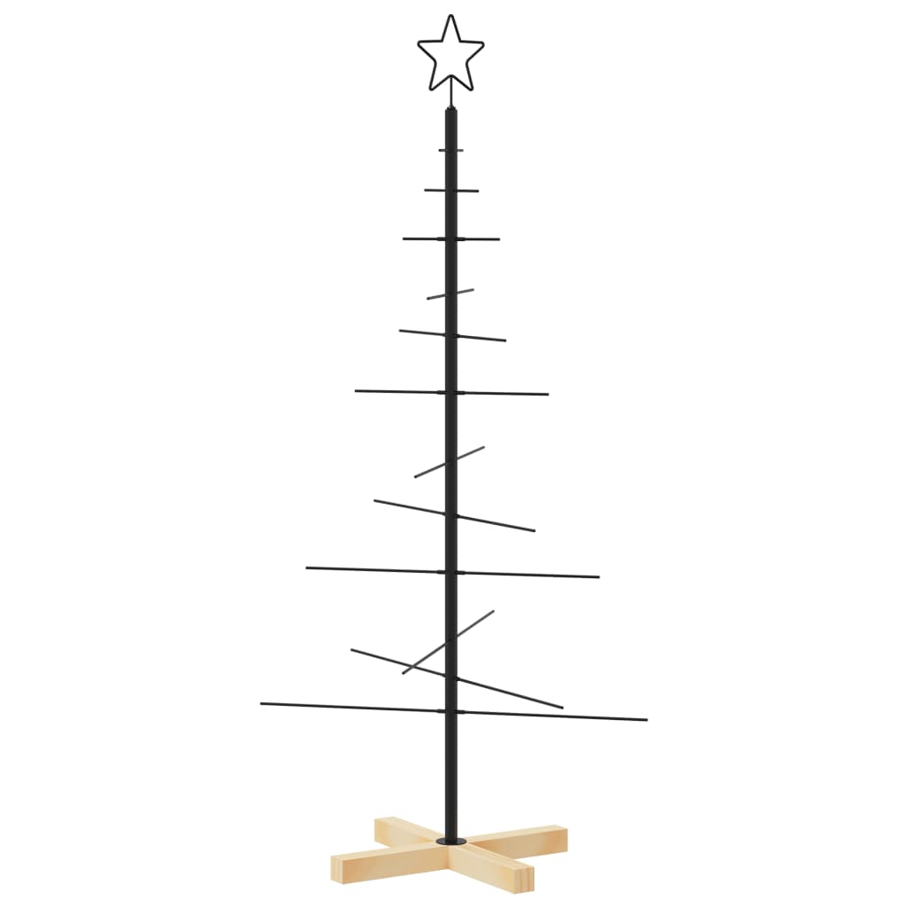 VidaXL décoration de Noël sapin de Noël avec socle en bois 120 cm métal noir