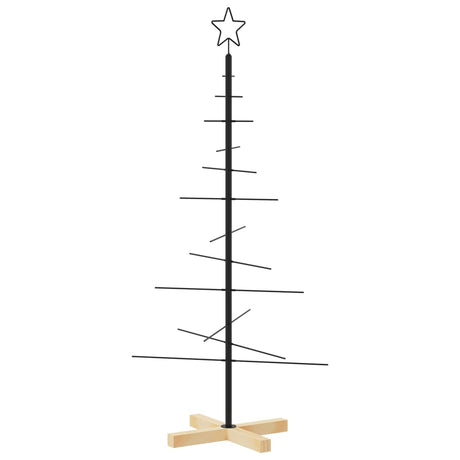 VidaXL décoration de Noël sapin de Noël avec socle en bois 120 cm métal noir