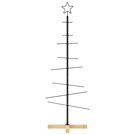 VidaXL décoration de Noël sapin de Noël avec socle en bois 120 cm métal noir
