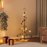 VidaXL décoration de Noël sapin de Noël avec socle en bois 120 cm métal noir
