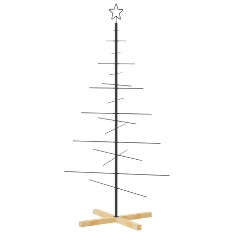 VidaXL décoration de Noël sapin de Noël avec socle en bois 150 cm métal noir