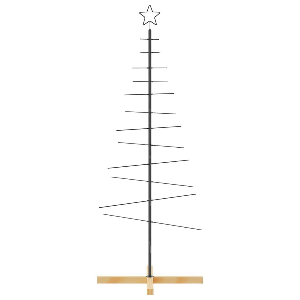 VidaXL décoration de Noël sapin de Noël avec socle en bois 150 cm métal noir