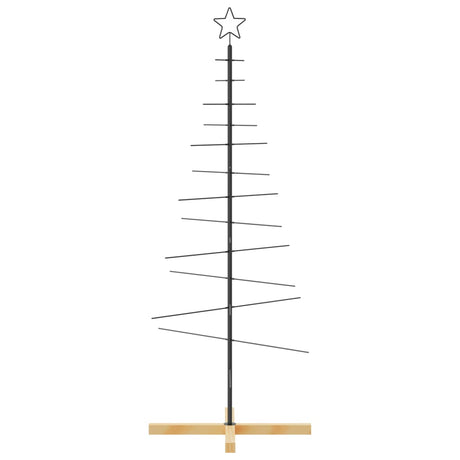 VidaXL décoration de Noël sapin de Noël avec socle en bois 150 cm métal noir