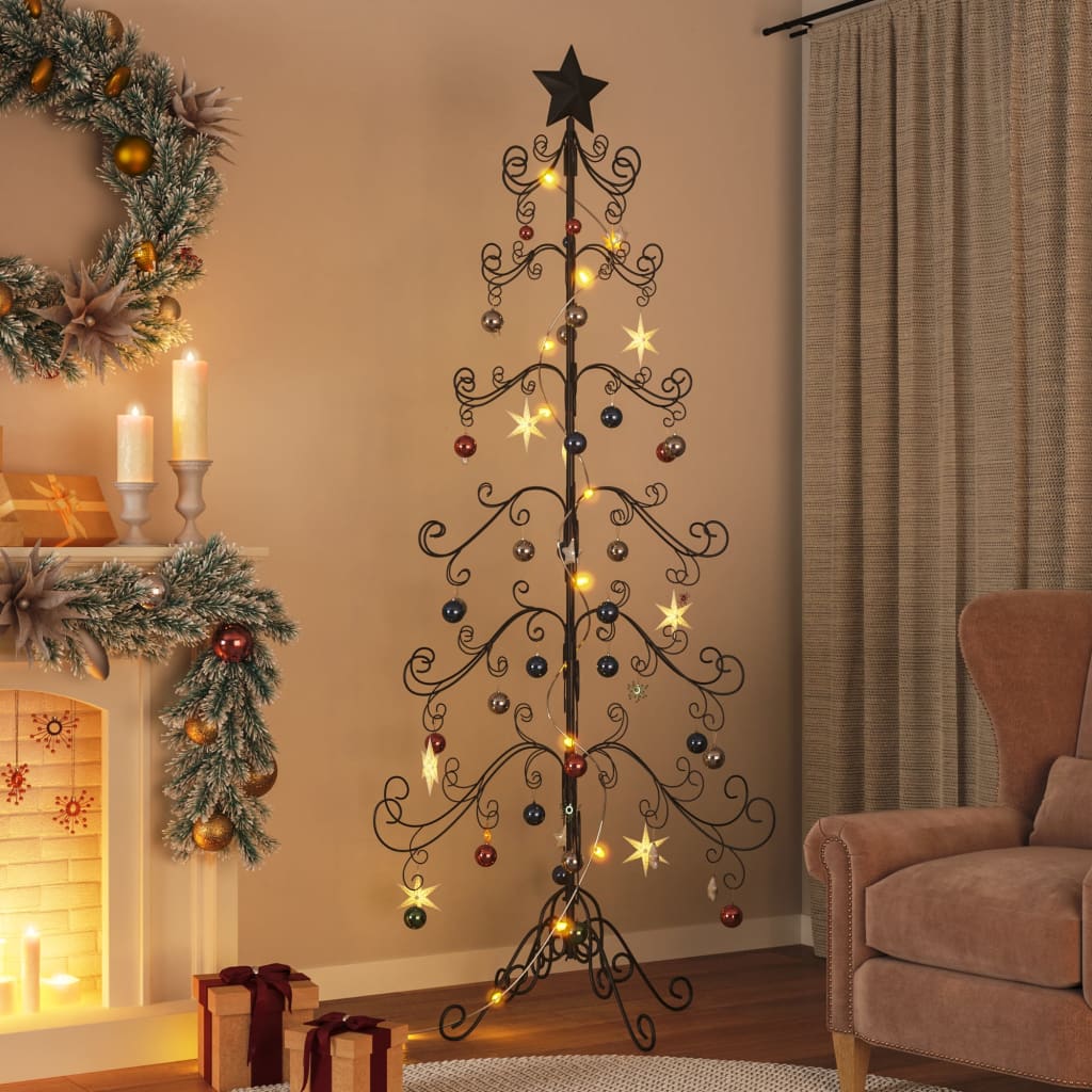 Vidaxl kerstdecoratie kerstboom 215 cm metaal zwart