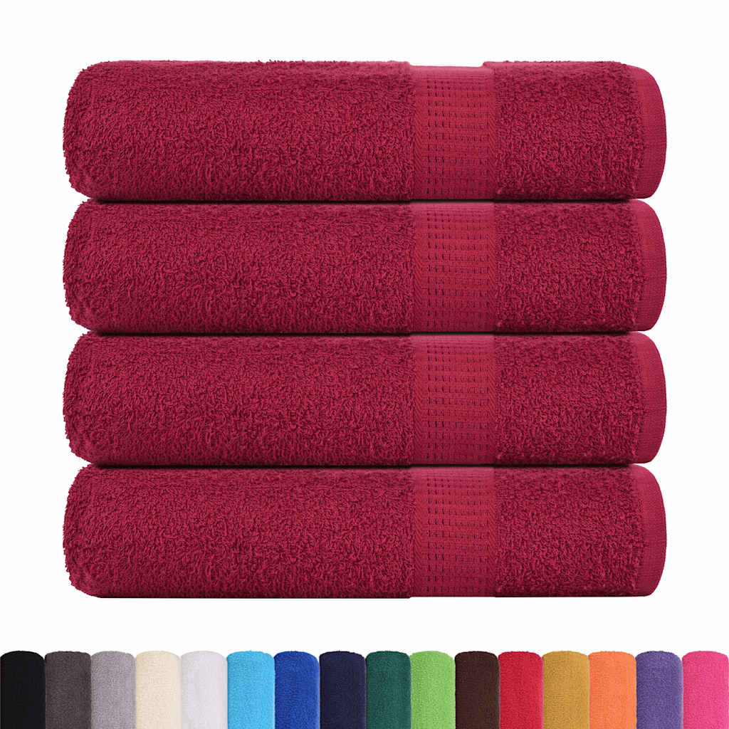 Vidaxx serviettes de douche 4 pcs 70x140cm 360g m² 100% coton rouge bordeaux