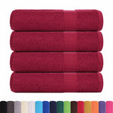 Vidaxx serviettes de douche 4 pcs 70x140cm 360g m² 100% coton rouge bordeaux