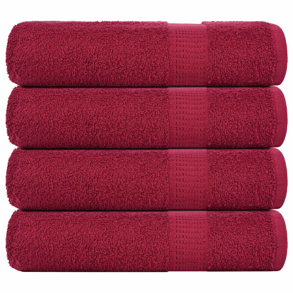 Brisače za kopeli vidaxl 4 pcs 100x150 cm 360 g m² 100% bombažni burgundijski rdeč