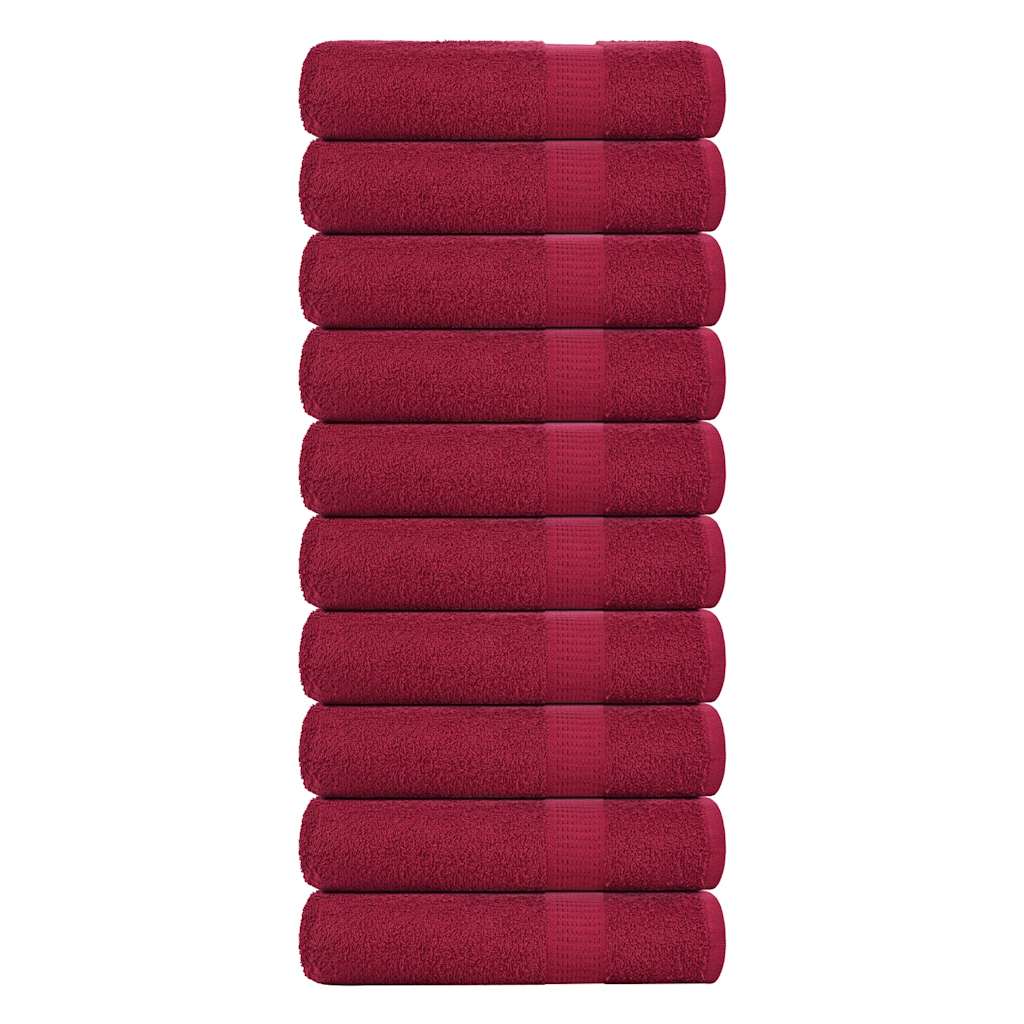 Vidaxl Asciugamani da bagno 10 ST 100x150 cm 360 g m² 100% di cotone Borgogna rosso