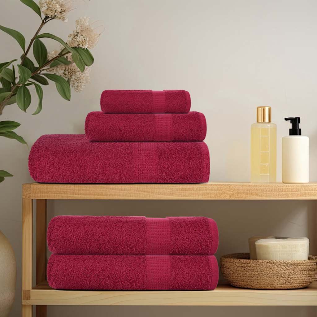 Vidaxl Asciugamani da bagno 10 ST 100x150 cm 360 g m² 100% di cotone Borgogna rosso