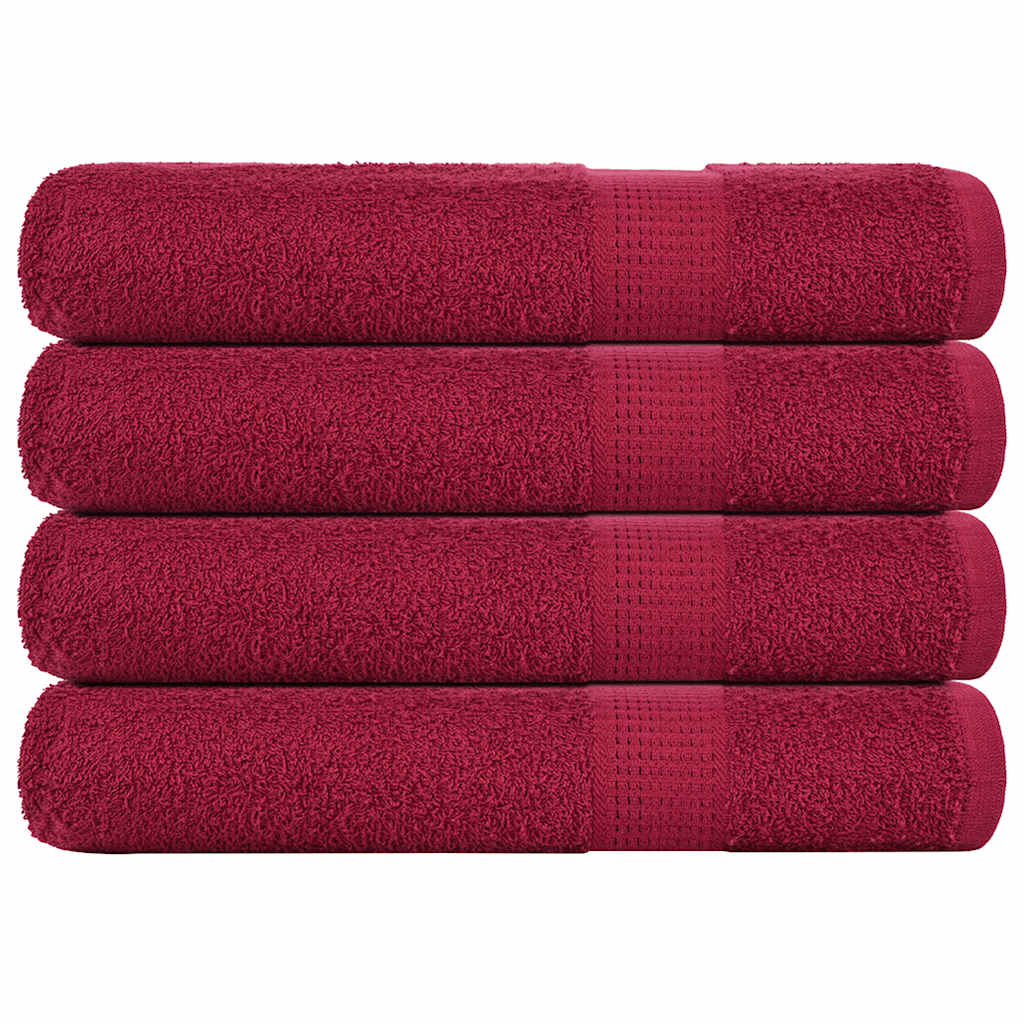 Serviettes de sauna vidaxl 4 ST 80x200 cm 360g m² 100% coton rouge bourgogne rouge