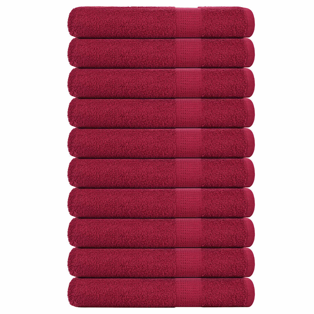 Serviettes de sauna vidaxl 10 ST 80x200cm 360g m² 100% coton rouge bourgogne