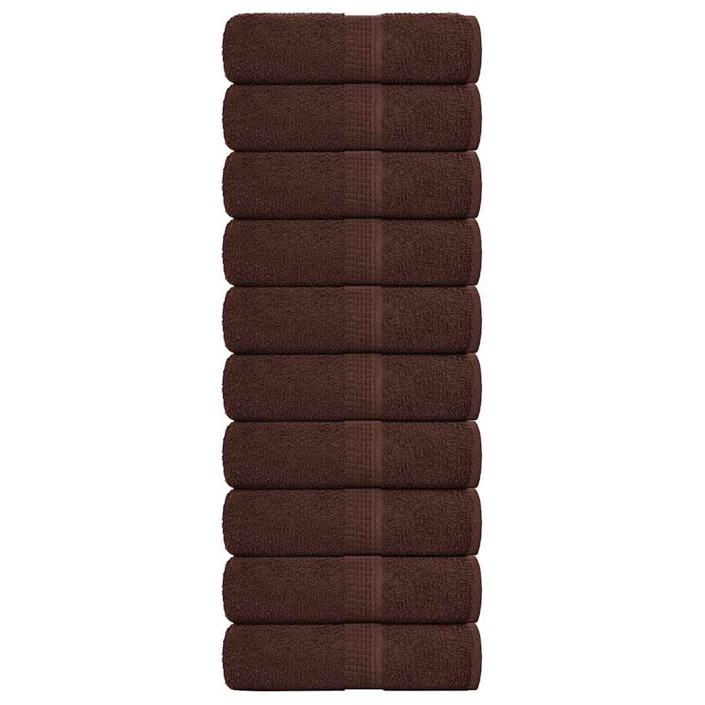VidaXL serviettes invités 10 pcs 30x50 cm 360 g m² 100% coton marron