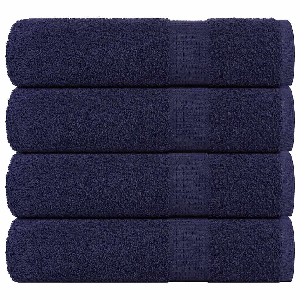 Serviettes de douche vidaxl 4 st 70x140cm 360 g m² 100% coton bleu marine