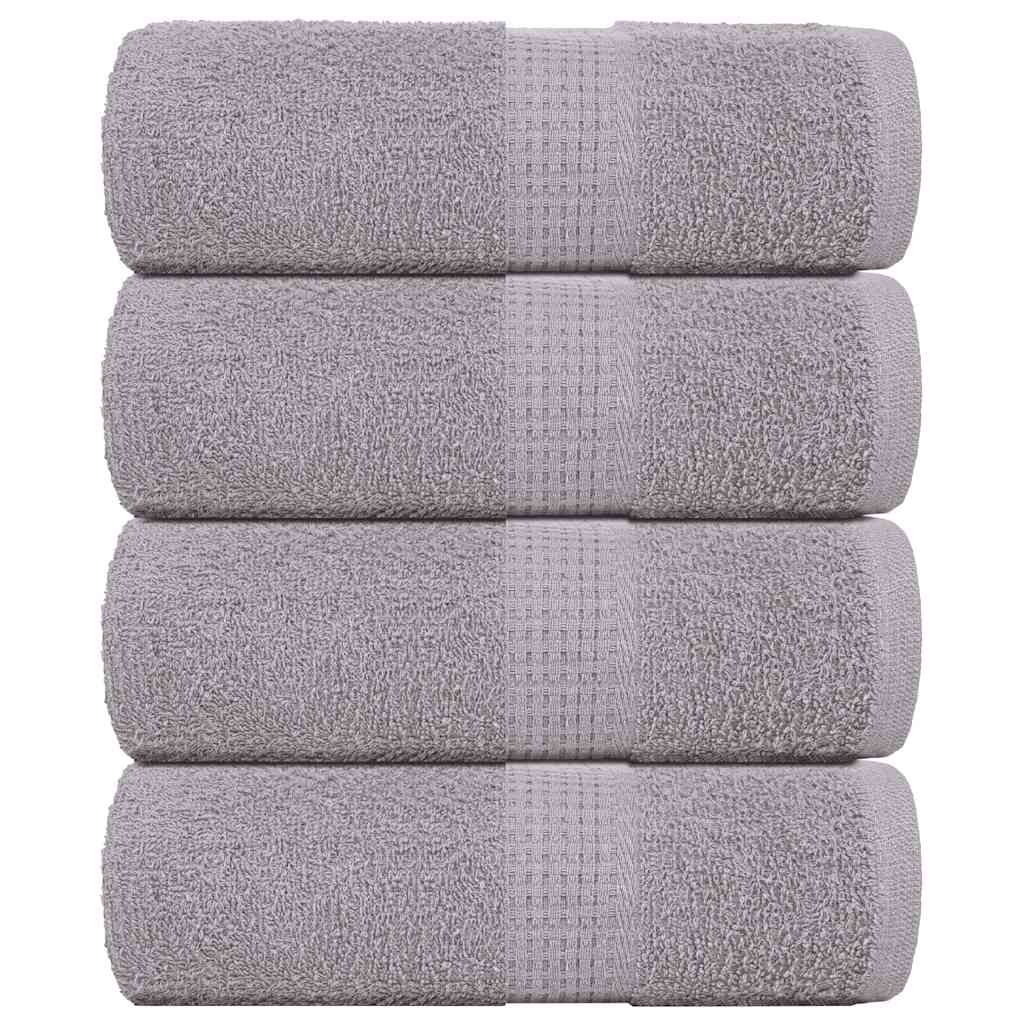 VidaXL serviettes invités 4 pcs 30x50 cm 360 g m² 100% coton gris