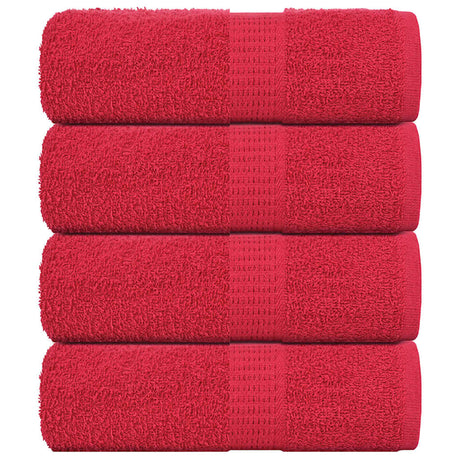 VidaXL serviettes invités 4 pcs 30x50 cm 360 g m² 100% coton rouge