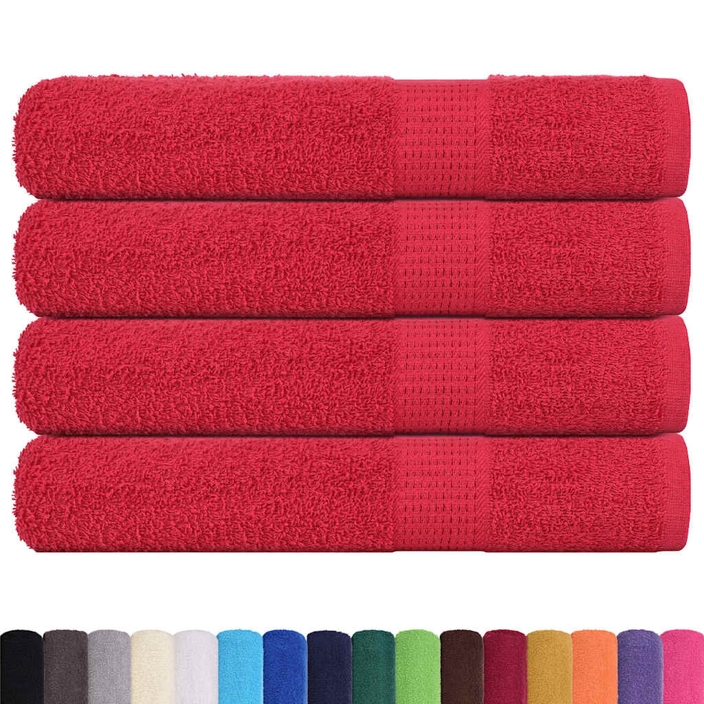 Serviettes de sauna vidaxl 4 ST 80x200 cm 360 g m² 100% coton rouge