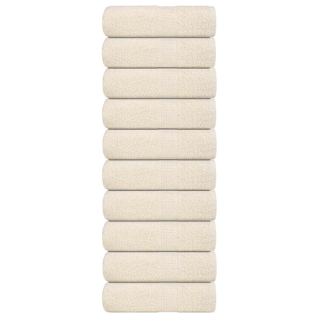 VidaXL serviettes invités 10 pcs 30x50 cm 360 g m² 100% coton couleur crème