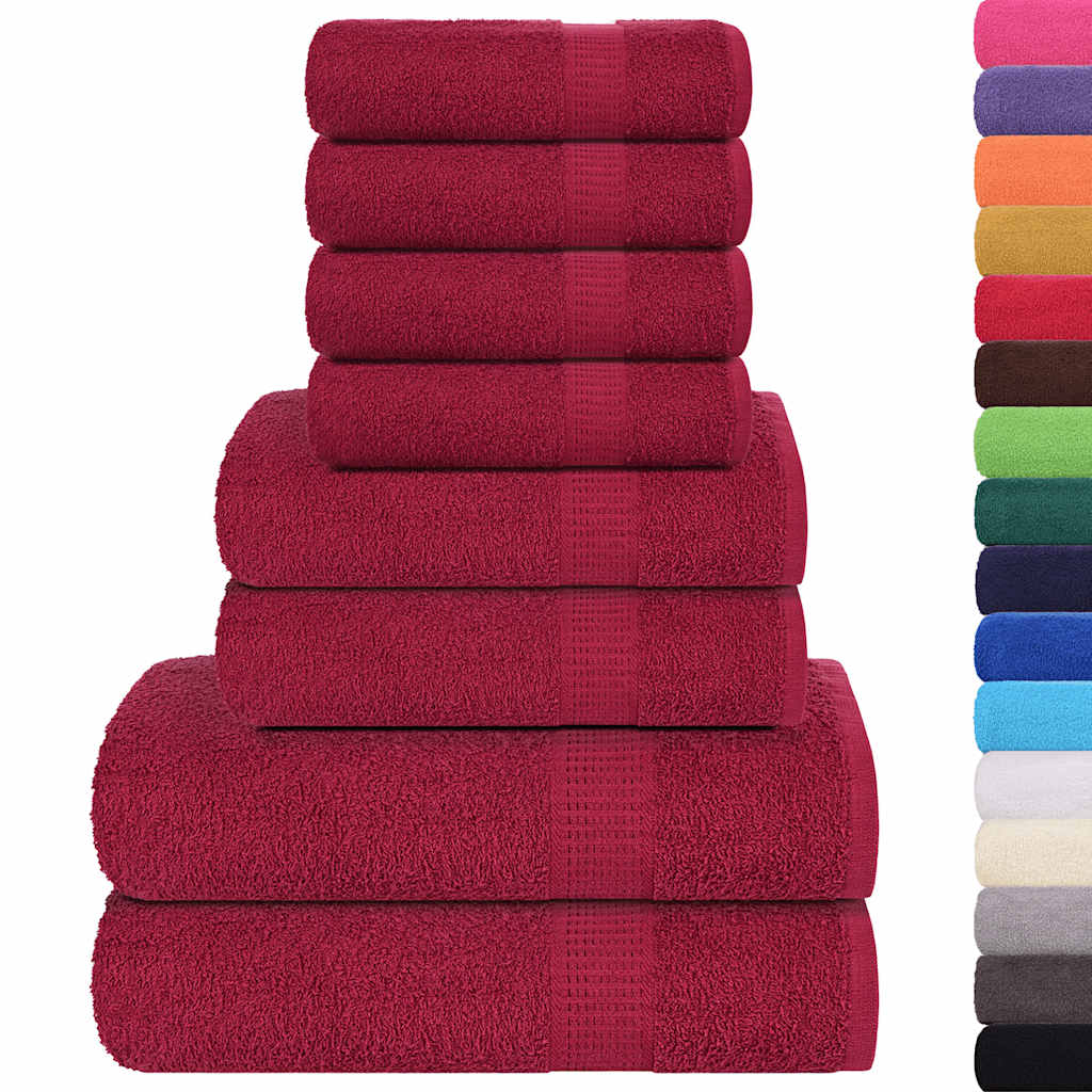 Vidaxx lot de serviettes 8 pièces 360 g m² 100% coton bordeaux