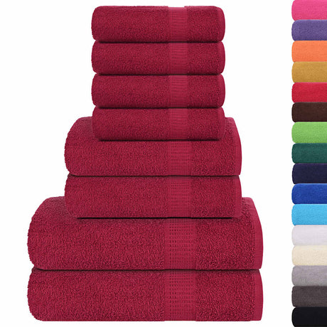 Vidaxx lot de serviettes 8 pièces 360 g m² 100% coton bordeaux