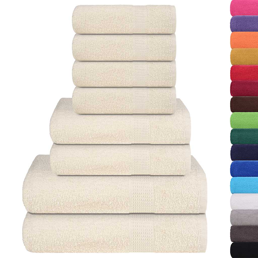 Vidaxx ensemble de serviettes 8 pièces 360 g m² 100% coton couleur crème