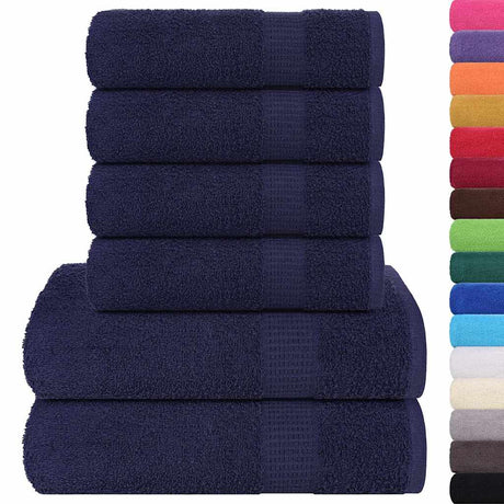 Vidaxx lot de serviettes 6 pièces 360 g m² 100% coton bleu marine