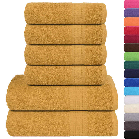VidaXL ensemble de serviettes 6 pièces grenouille 360 g m² or