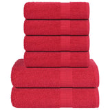 VidaXL ensemble de serviettes 6 pièces 360 g m² 100% coton rouge