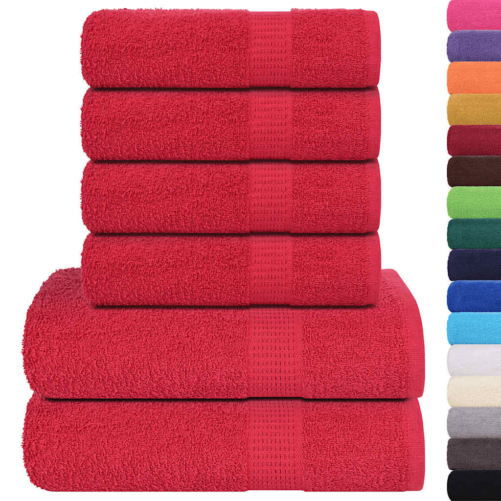 VidaXL ensemble de serviettes 6 pièces 360 g m² 100% coton rouge